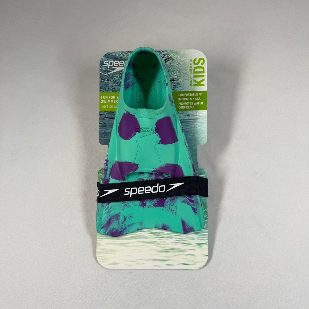 Speedo Kids Swim Fins Elite Training Teal Purple Size M 1-2